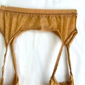 Beige hosiery / stockings with built in suspenders